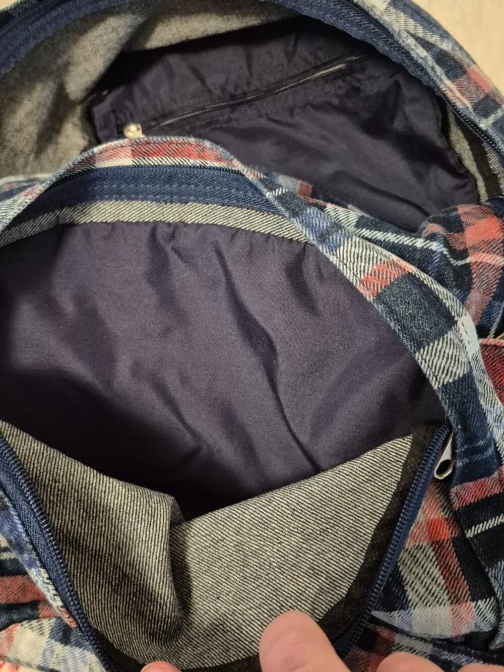 Plaid Denim Backpack